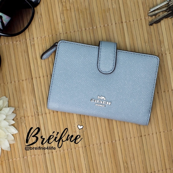 Coach Handbags - Coach Corner Zip Wallet Pale Blue Glitter